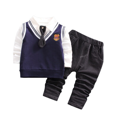

Baby Boys Clothing Sets Autumn Long Sleeve White Shirts Gentleman Fashion VestPants Outfit Kids Boy Clothes