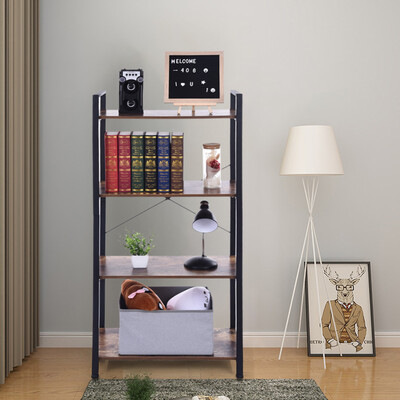 

Gobestart Open Narrow Bookshelf Antique Wooden And Metal Shelf Bookcase Storage Shelf
