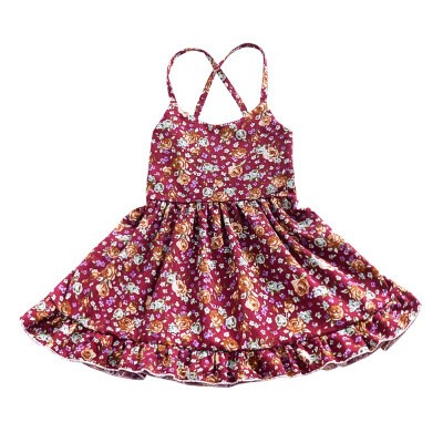 

Baby Girls Cotton Summer Dress Newborn Clothes Off-shoulder Backless Floral Print Sleeveless Casual Party Vintage Toddler Dresse