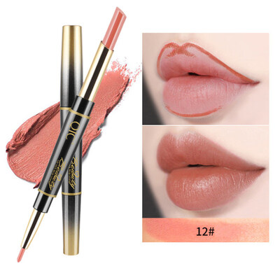 

2 in 1 Makeup Lipstick Lip Liner Pencil Waterproof Long Lasting Beauty Matte Pen