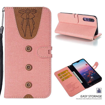 

MOONCASE Huawei P20 Pro stitching embossed womens leather case - powder