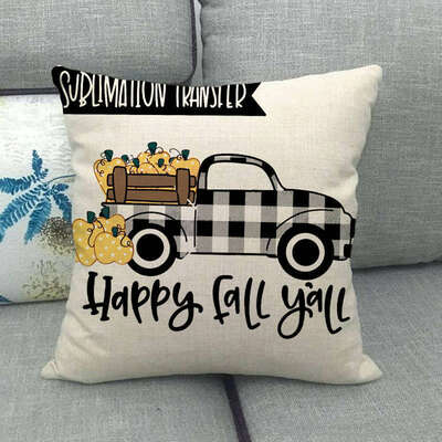 

Halloween Thanksgiving Cotton Linen Pillow Case Pumpkin Pillow Set Pumpkin Truck Maple Leaf Cushion Cover