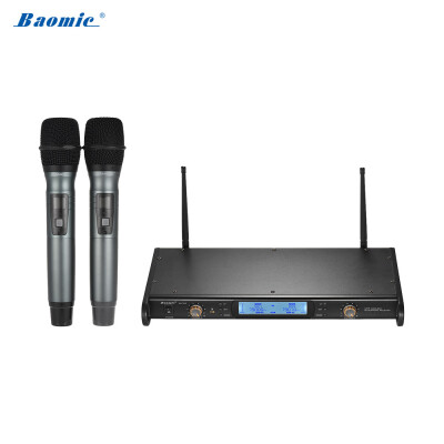 

Baomic BM-7200 UHF Wireless Microphone System 2 Handheld Microphones 1 Receiver with LCD display for Karaoke Business Meeting Sp