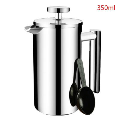 

New Convenient Practical Stainless Steel Double-layer Coffee Pot French Style Hand-washed Coffee Pot