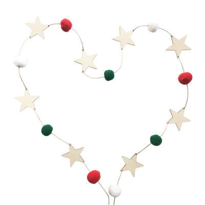 

Nordic Style DIY Felt Balls Wood Stars Hanging Pendant Garland Ornament for Birthday Wedding Party Kids Room Decoration