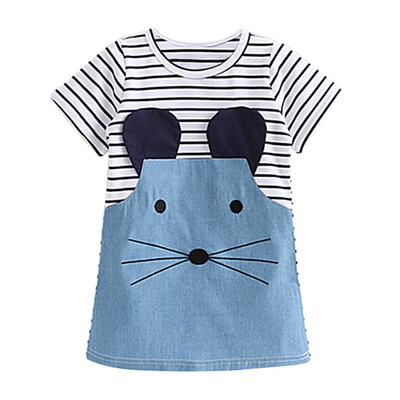 

Baby Girls Summer Dresses Kids Clothes 2018 Vestidos Princess Striped Dress Animal Applique Children Party Dress