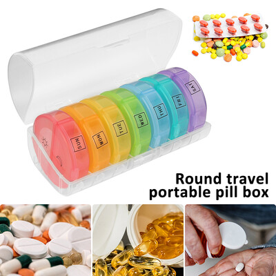 

Portable Pill Box 7 Day AM PM Twice a Day Weekly Pill Box Case with Moisture-Proof Design Rainbow Color