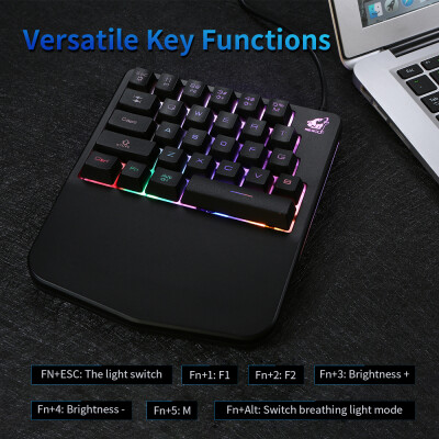 

Free Wolf One-handed Membrane Keyboard 28 Keys with Backlight Single Hand Gaming Keyboard with Blue Switch Ergonomic Design&An