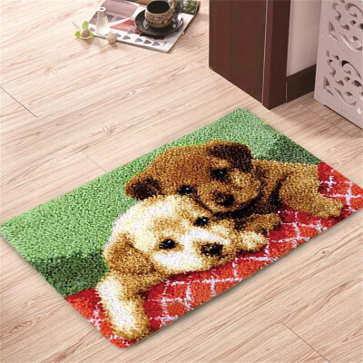 

Puppies Dog Rug Latch Hook Mat Home Decor Yarn Cushion Embroidery DIY Craft Kit