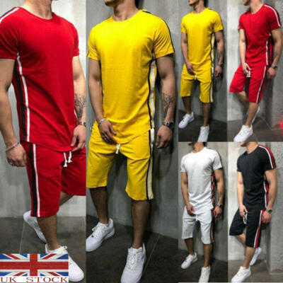 

Mens Full TrackSuit T-shirt Top Bottom Sport Suit Sets Pants Trouses Strips UK
