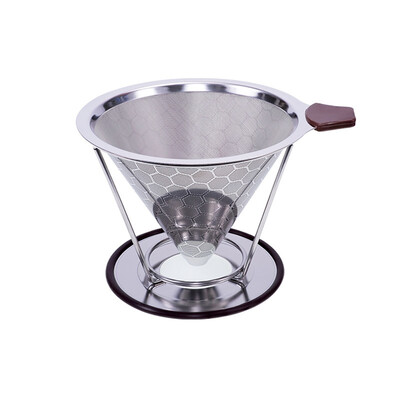 

Stainless Steel Coffee Filter Reusable Cone Coffee Dripper Removable Cup Stand