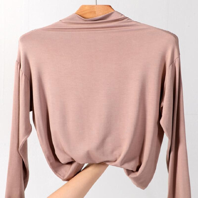 

Soft&Comfy Mock Neck Long Sleeves Solid Tee