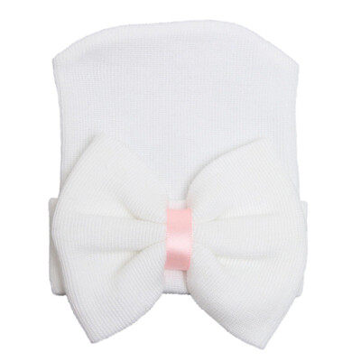 

New Autumn Winter Newborn Baby Girl Boys Striped Bowknot Hospital Hat Beanie Hat Stretchy Cap