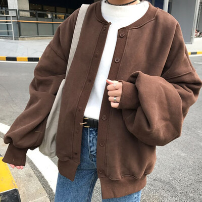 

Tailored Fashion Women Cardigan Pure Color Top Long Sleeve Blouse Loose Coat