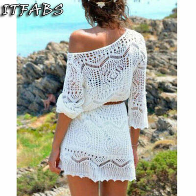 

Ladies Women Lace Crochet Bikini Cover Up Swimwear Bathing Suit Summer Swimwe UK