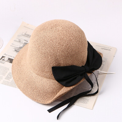 

Simple 100-hued pure-color fisherman hat for women in spring&summer new Korean fashion leisure bow bow eaves basin hat