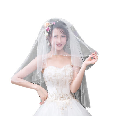 

Wedding Veil Bridal Head Plastic Pearl Mesh Yarn Decoration Elegant Romantic Geometry Accessories