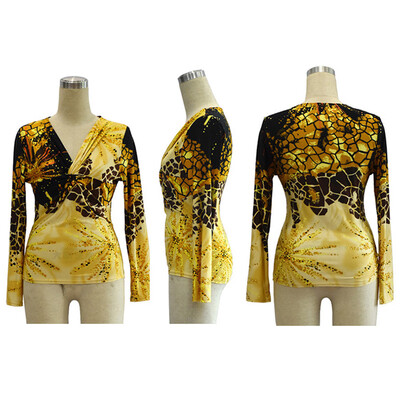 

Fashion Women Plus Size Leopard Print V Neck Long Sleeve T-Shirt Twisted Front Oversize Tops Pullover Yellow
