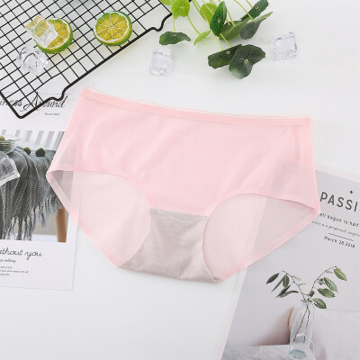 

Women Solid Seamless Panties Transparent Super Thin Mesh Mid Waist Briefs Lingerie Thongs Underwear Female Panties