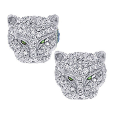 

Fashion Hip Hop Silver Color Leopard Rhinestones Earrings