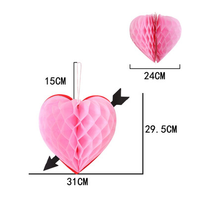 

Heart Shape Honeycomb Ball Valentine Decorations Paper Honeycomb Balls Lanterns Hanging Decoration Wedding Decoration Decoracao