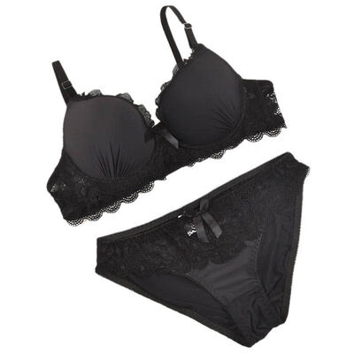 

ROPALIA New Solid Lace Bra Brief Sets Sexy Underwear Womens Push Up Female Bra