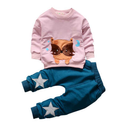 

Autumn Baby Boy Girl Cartoon Print Long Sleeve Sweatshirt Blouse Trousers Casual Outfits Clothes