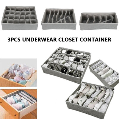 

3PCS Canvas Underwear Tie Bra Socks Drawer Organizer Closet Container Cosmetic Container Divider Storage Boxes