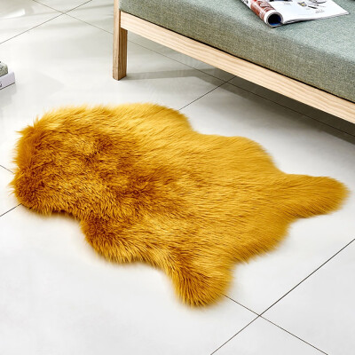 

Gobestart Wool Imitation Sheepskin Rugs Faux Non Slip Bedroom Shaggy Carpet Mats