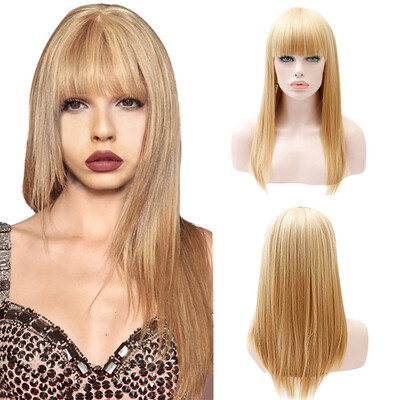 

Tailored Fashion Blonde Long Straight Wig Synthetic Fringe Long Wigs 25 inches