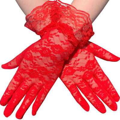 

Lace Women Vintage Sheer Short Lace Gloves Ladies Party Wedding Wrist Hand Gloves Full Fingers Mittens Trend