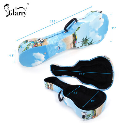 

Glarry 26" Tenor Hawaii Style Pattern Leather Ukulele Case Light Blue