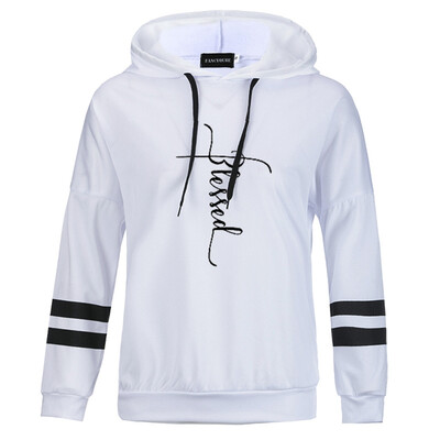 

Women Blessed Casual Sweatshirt Long Sleeve Letter Printed Hoodie