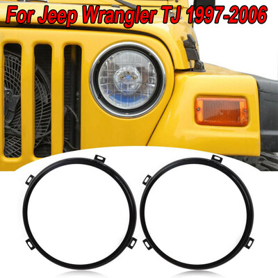 

2 Metal Round Head Lights Mounting Base Bracket Ring For Jeep Wrangler TJ 97-06