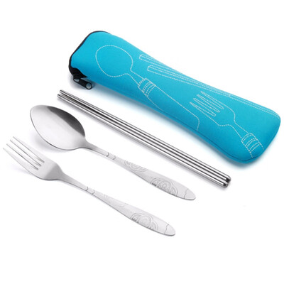 

Portable Stainless Steel Cutlery Set Dinnerware Sets Lightweight Outdoor Tableware Set With Cloth Bag Lunch Tools Set Hot Sale