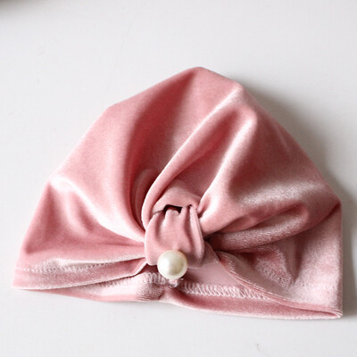 

Baby Girls Cap Solid Fitted Baby Hat With knotted pearl For Kids Newborn Girl