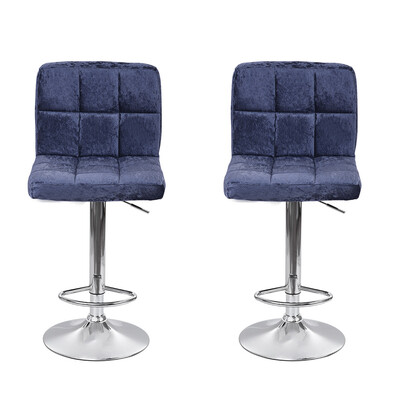 

Gobestart 2PC Modern Home Bar With Snowflake Velvet Bar Chair Seat Plating Foot Navy