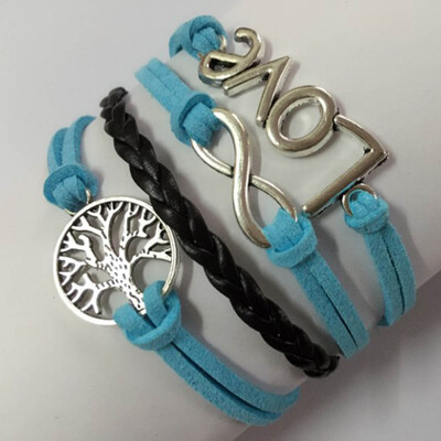 

Fashion Leather Butterflies Bracelet Friendship Charm Braided Wristband Bracelet