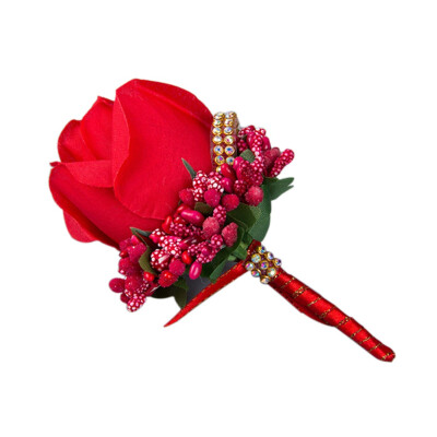 

Wedding Accessories Simulation Single Rose With Diamond Bride Groom Wedding Boutonnieres