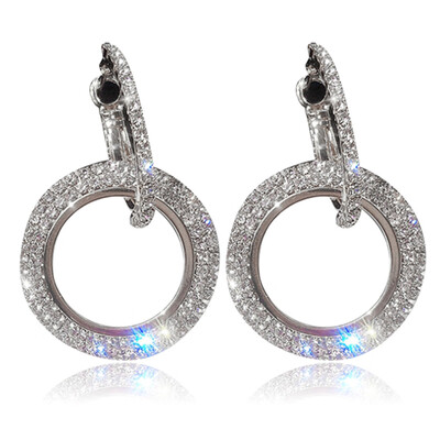 

Round Diamond Stud Earrings Simple Geometric Circle Earrings for Women GirlsRose GoldGoldSilver