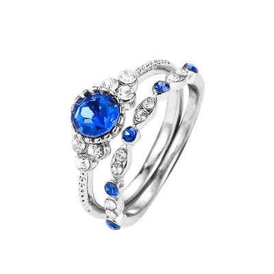 

2PcsSet Fashion Women Crystal Rings Wedding Engagement Rings Jewelry
