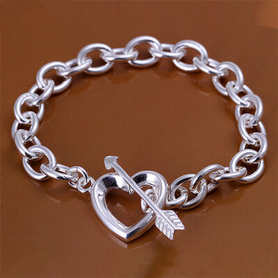 

Creative Popular Personality 925 Silver Plated Arrow Through The Heart Bracelet