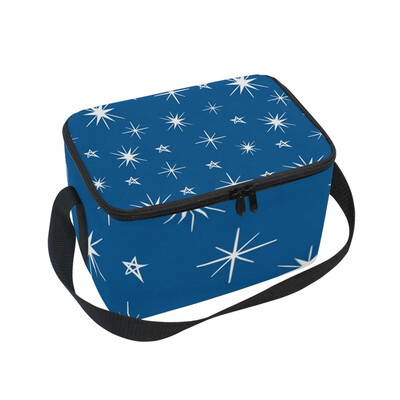 

ALAZA Insulated Lunch Box Navy Stars Lunch Bag for Men Women Portable Tote Bag Cooler Bag