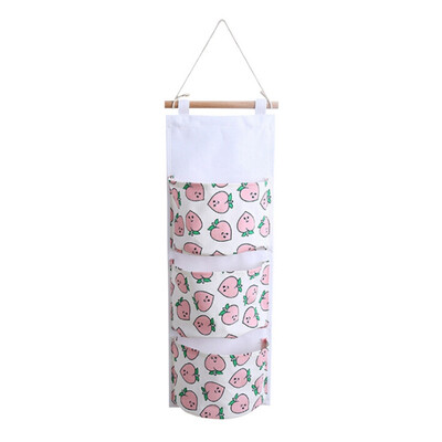 

Cute Printed Three Pockets Storage Bag Sundries Hanging Bag Gray Small Fish Pattern Home Garden Organization
