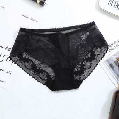 

Brand Underwear Women Lace Briefs Ultra-thin Comfort Mid Waist Seamless Solid 2019 New Panties 9 Colors 1PCS hot sale