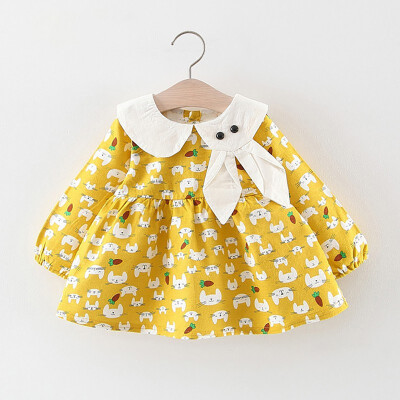 

New Autumn Baby Dresses Casual Cartoon Animal Pattern Long Sleeve Dress Baby Girls Kids Toddler Pageant Sundress