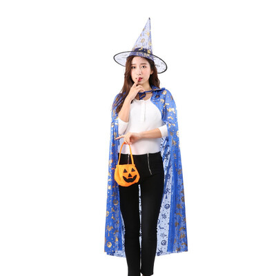 

Halloween Costume Witch Cloak Masquerade Cosplay Cape Hat Set Party Stage Props