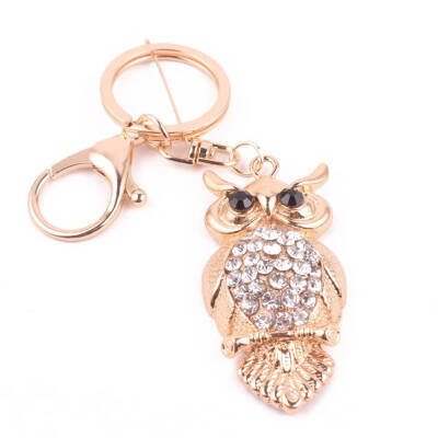 

Owl Rhinestone Key Chains Keyring Women Handbag Bag Pendant Car Hanging Ornament Jewelry Key Ring