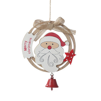 

Wooden Hollow Christmas Pendant With Bell Xmas Tree Hanging Drop Ornament Holiday Party Decorations wv