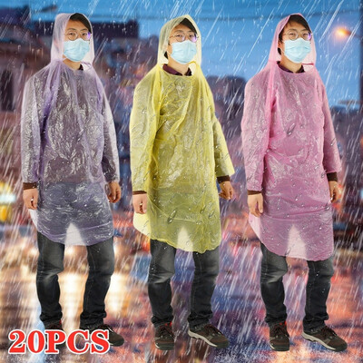 

2010PCS x Disposable Adult Emergency Waterproof Rain Coat Poncho Hiking Camping Random Color